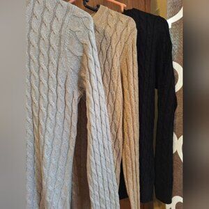 Bundle Of Talbot Cable Knit Sweaters. MP. Silver, Black And Gold